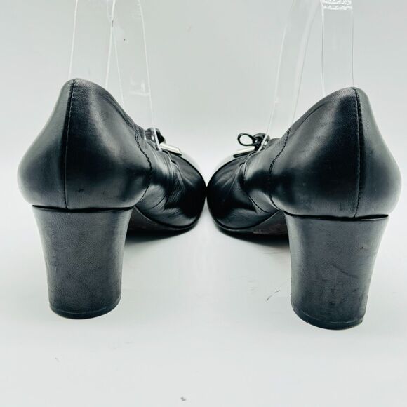 AGL Shoes Womens EU 39 US 9 Black Leather Heels Cap Toe Pumps Attilo Giusti - Picture 8 of 12